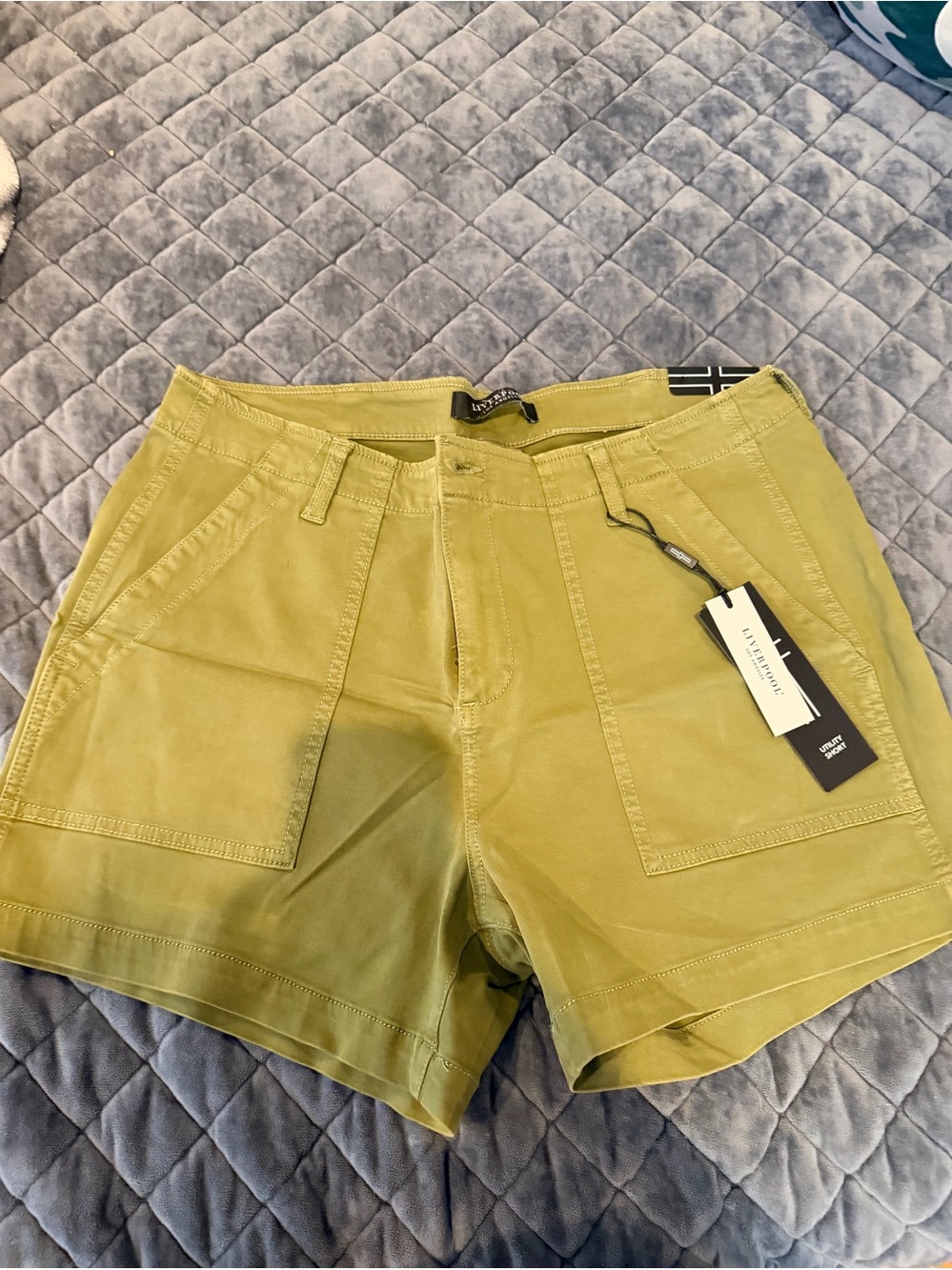 Liverpool Olive Green Women's Flat Front Shorts